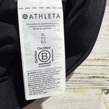 Athleta Solace Bra Sports Bra Women XL Black Nylon Spandex Yoga Activewear EUC2