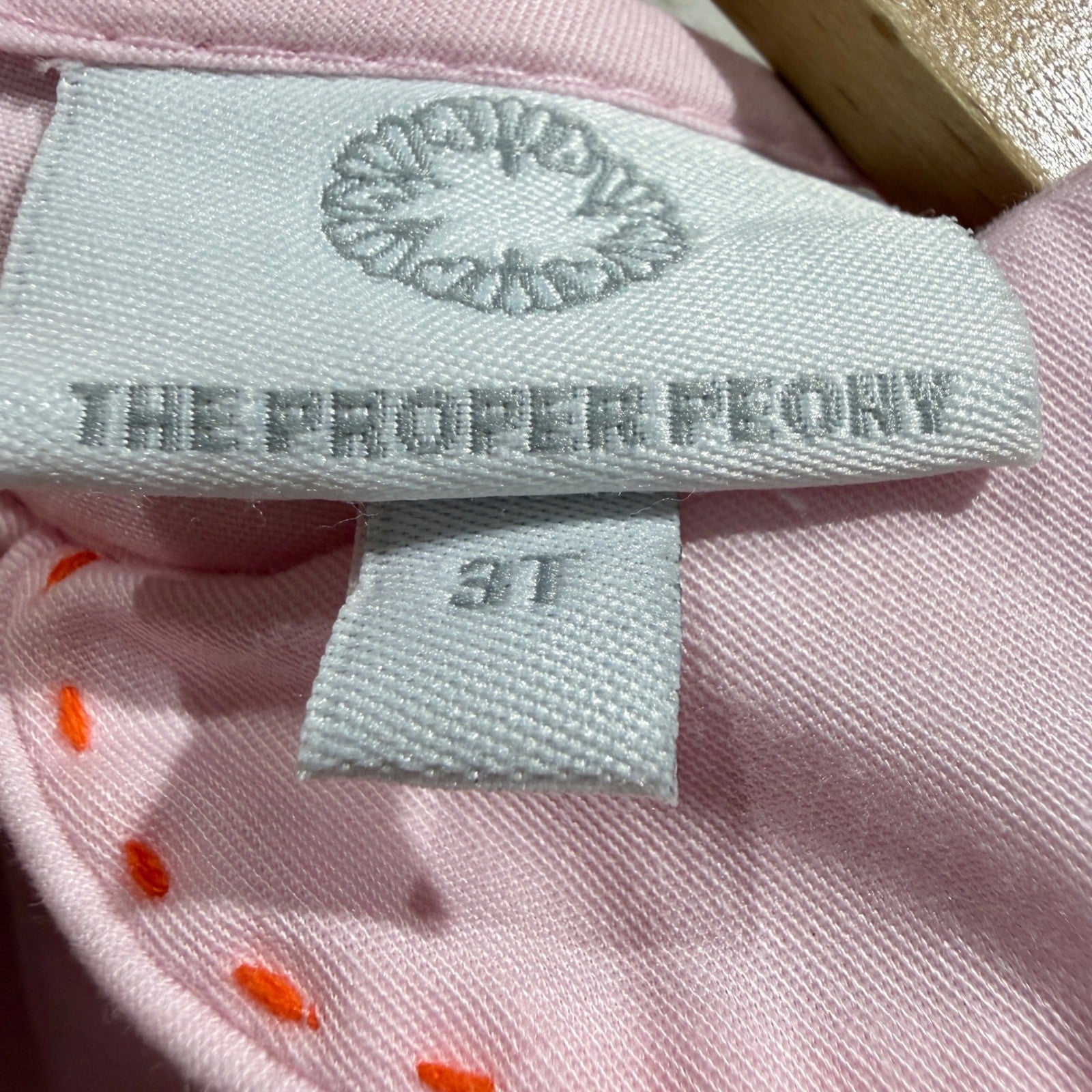 The Proper Peony Pumpkin Dress Girls 3T Pink Embroidered Fall Heirloom *Flawed4