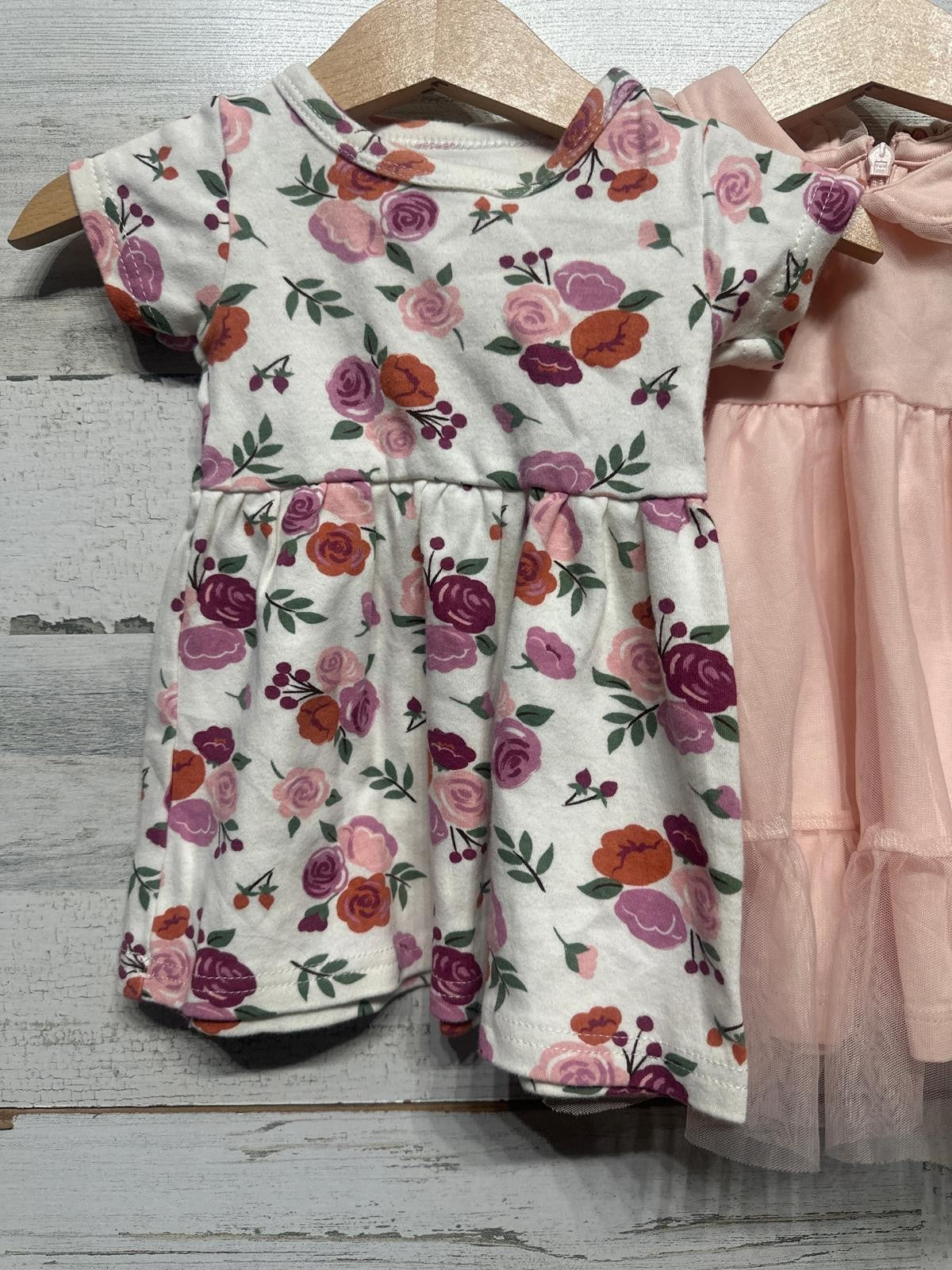 Baby Dress Romper Bundle Girls 3-6M Pink Floral Ruffle Tutu EUC3