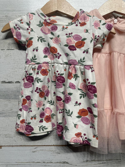 Baby Dress Romper Bundle Girls 3-6M Pink Floral Ruffle Tutu EUC3