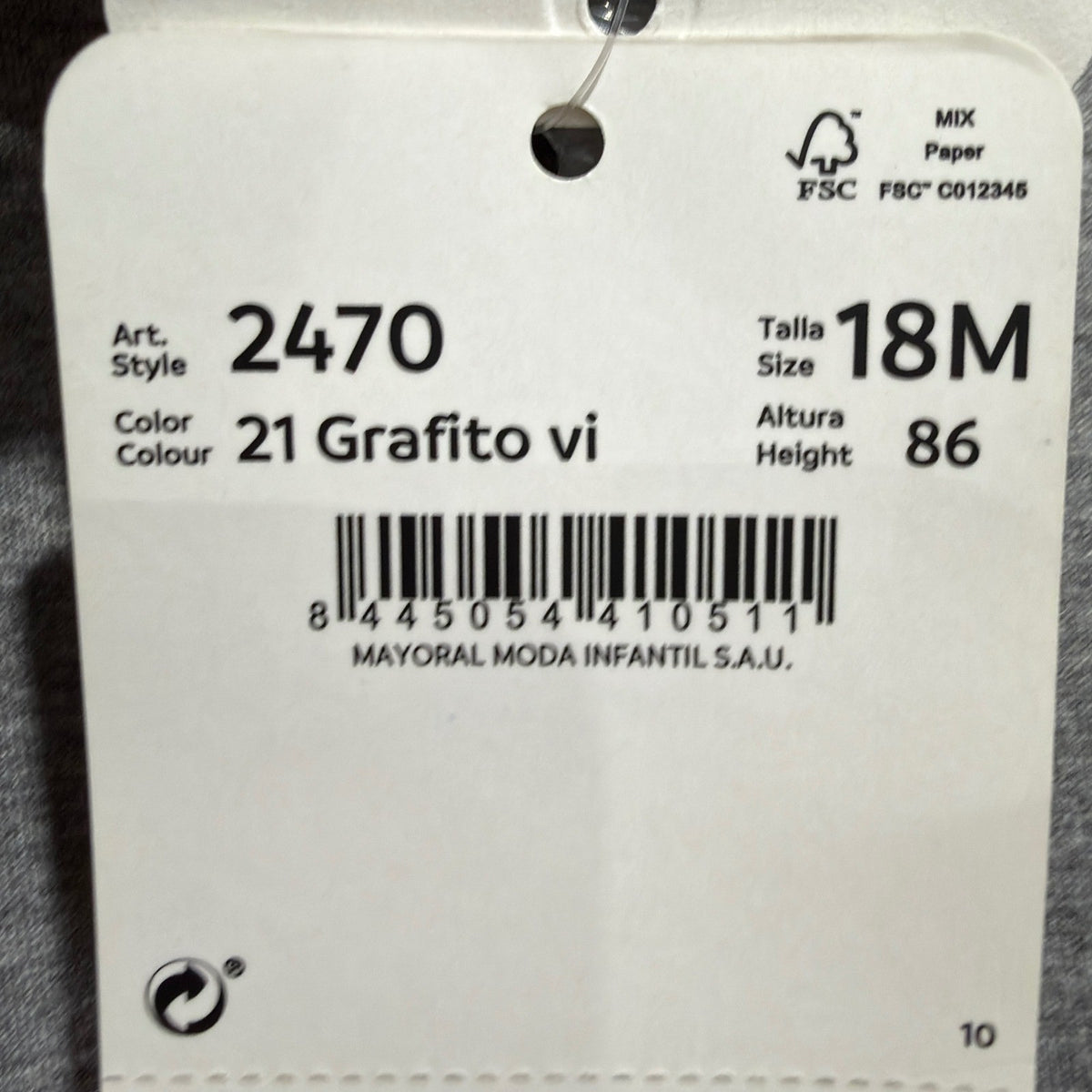 Mayoral Hooded Jacket Boys 18M Grafito Gray Cotton Blend Spanish Style NWT2
