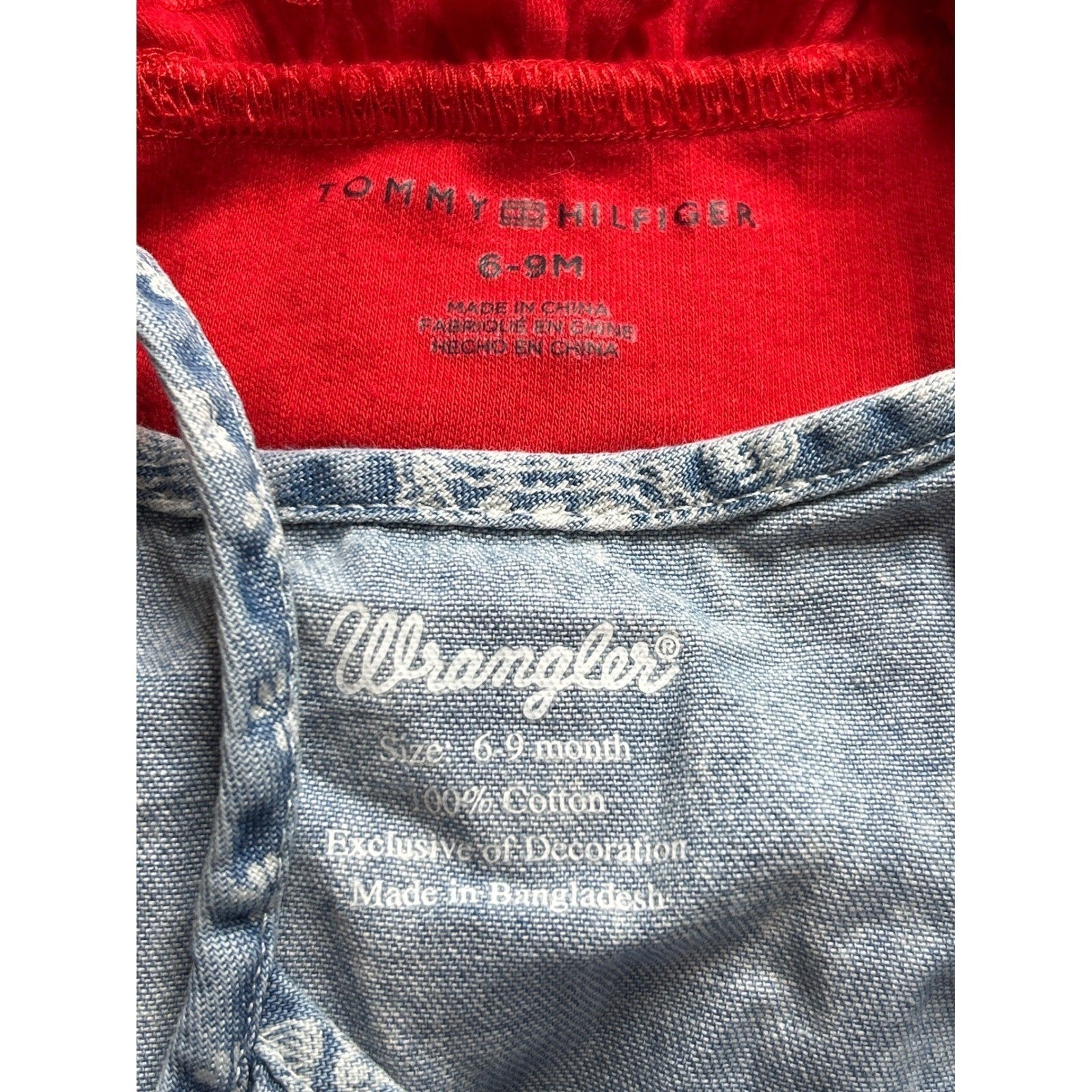 Tommy Hilfiger Wrangler Dress Romper Bundle Baby Girl 6-9M Red Blue3