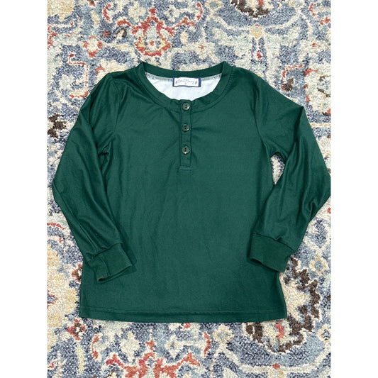Sweet Honey Henley Shirt Boys Size 6 Green Long Sleeve Soft0