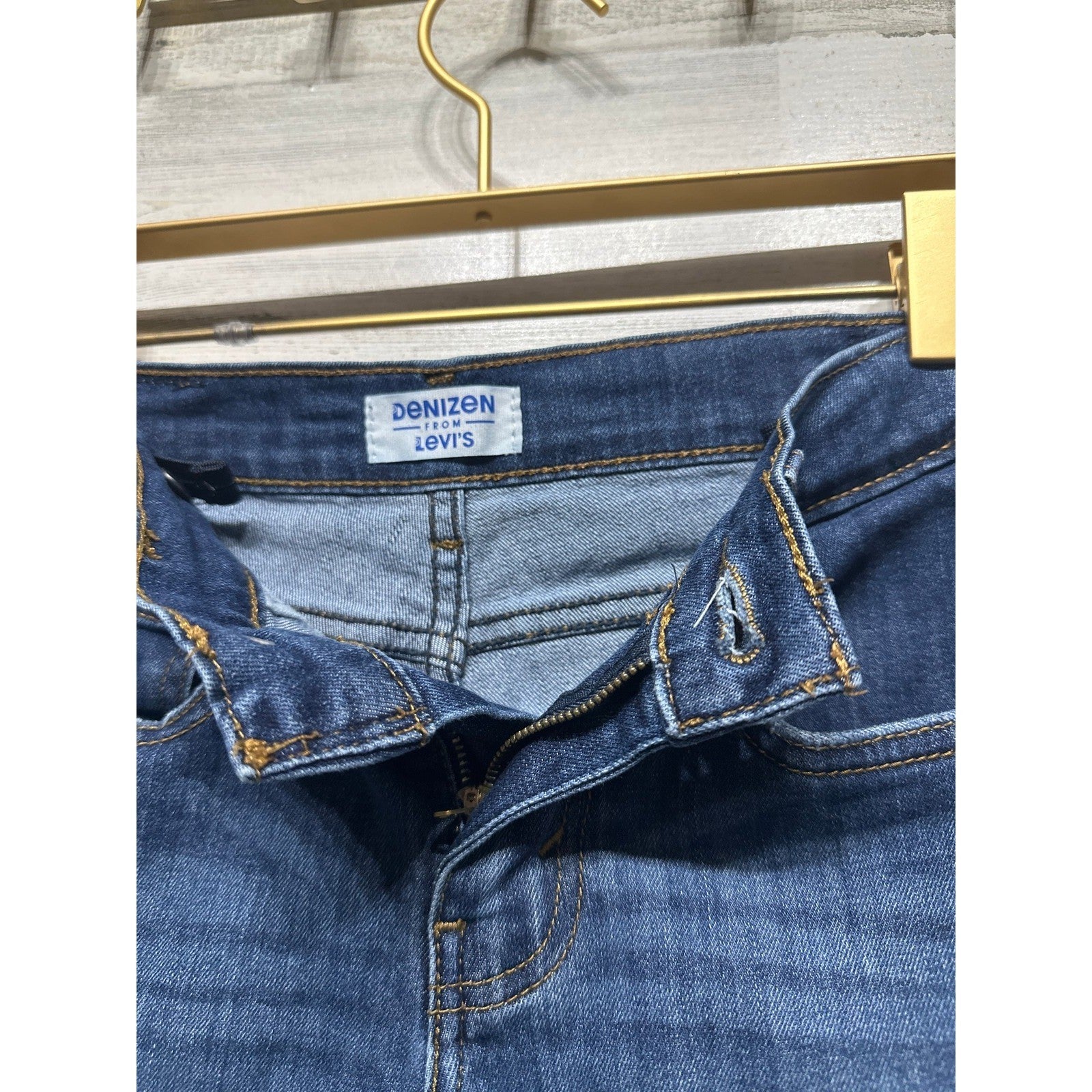 Denizen Levi's Denim Shorts Jorts Boys Size 12 Blue Raw Hem Adjustable Waist EUC1