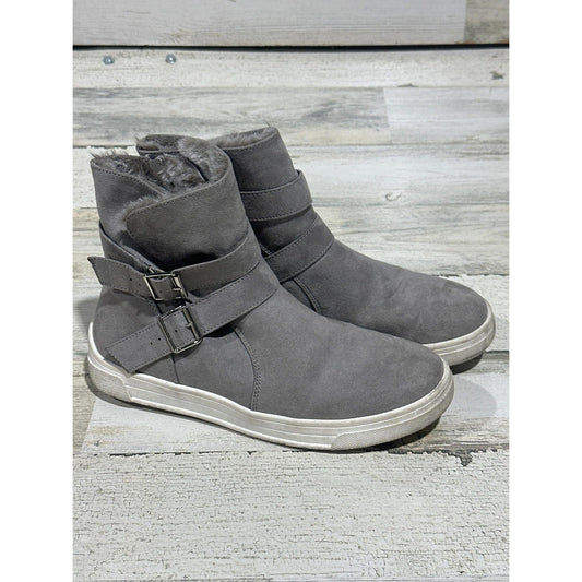 Target Cat & Jack Boots Girls 5 Gray Faux Fur Moto Sneaker Boots0