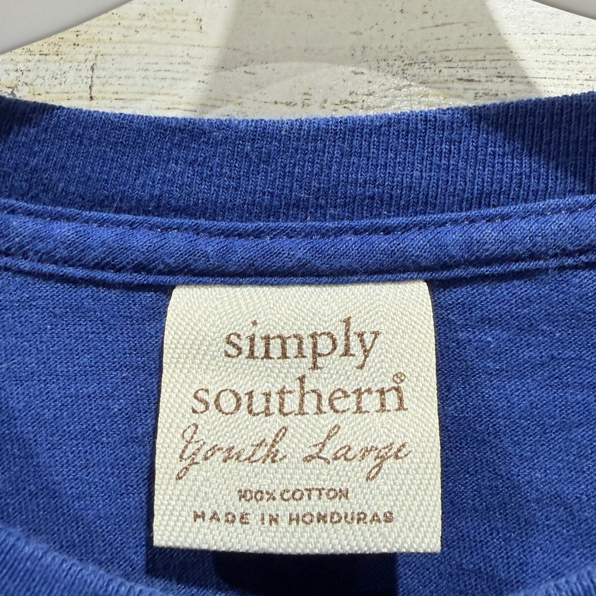 Simply Southern Long Sleeve Shirt Girls L Blue Butterfly Wings Preppy EUC3