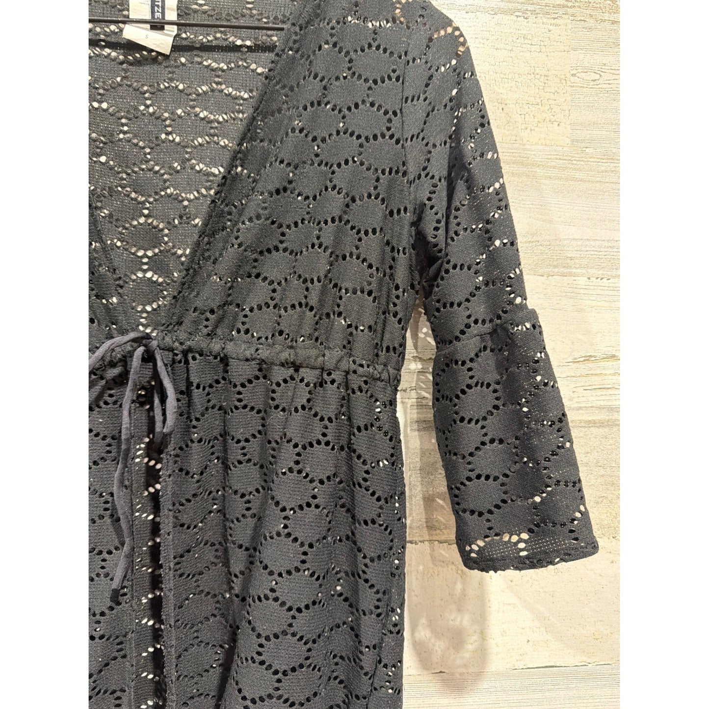 Jantzen Swim Cover-Up Women Small Black Crochet Eyelet Boho Whimsygoth1