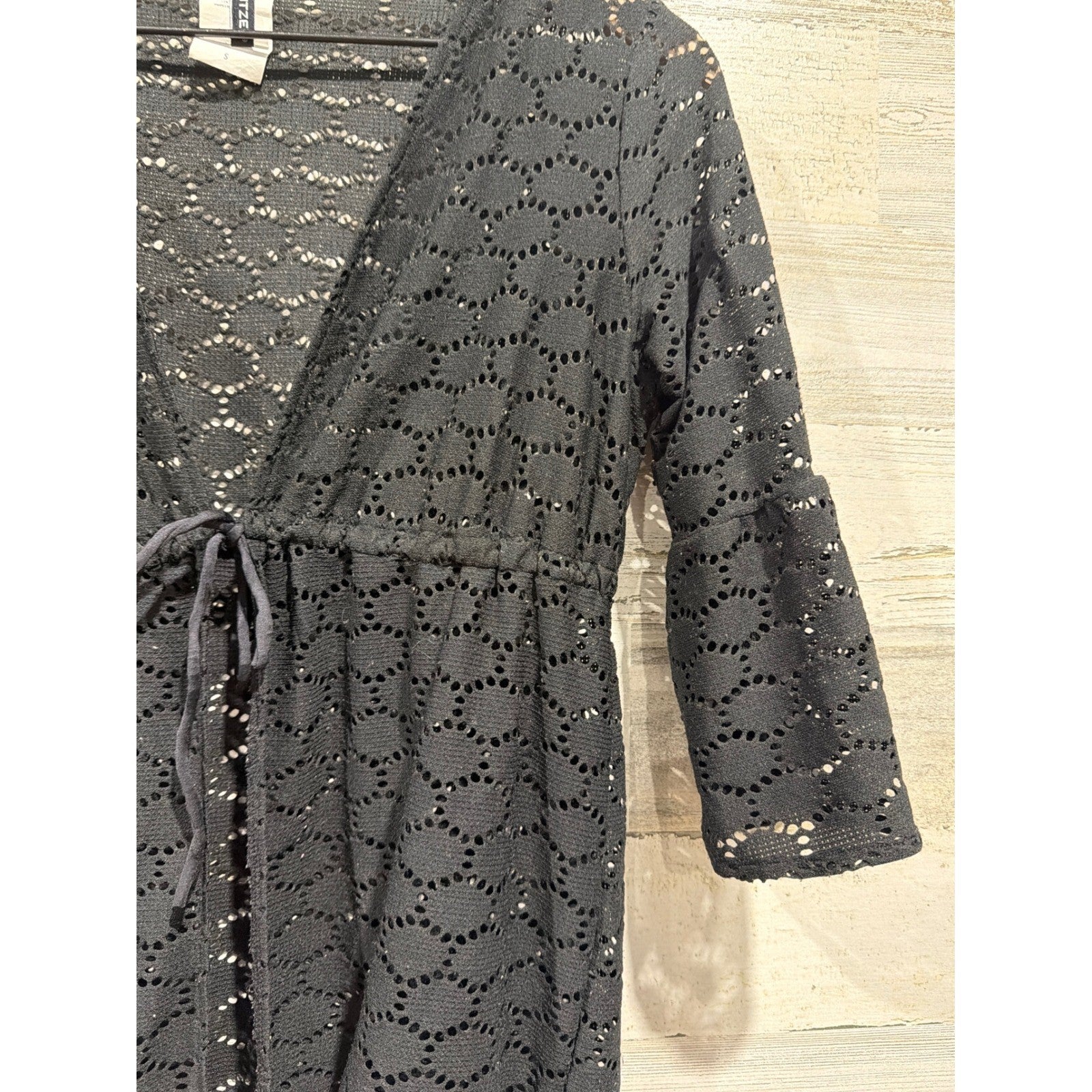 Jantzen Swim Cover-Up Women Small Black Crochet Eyelet Boho Whimsygoth1