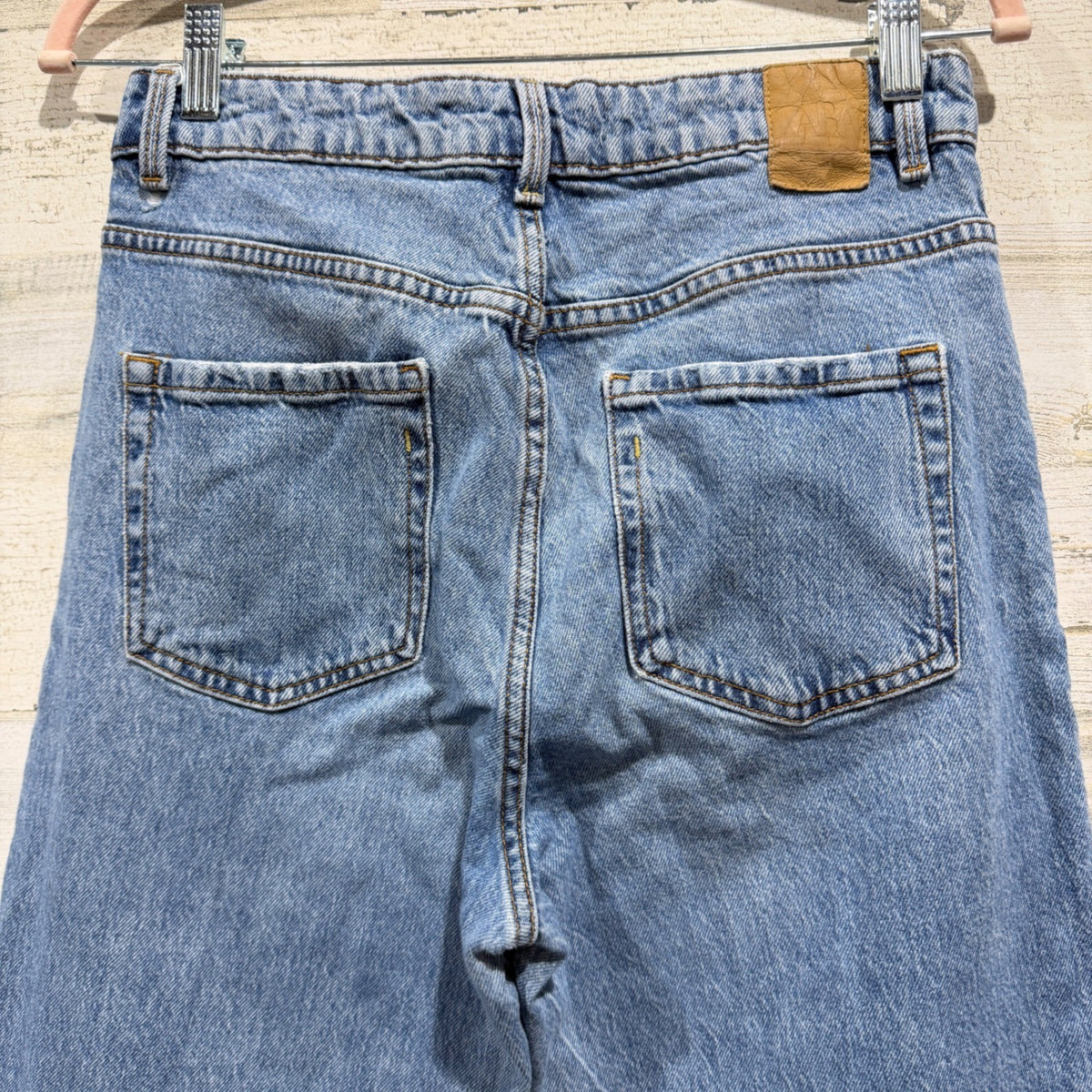 Zara Mom Jeans Women 8 Blue Distressed High Rise Tapered 90s EUC6