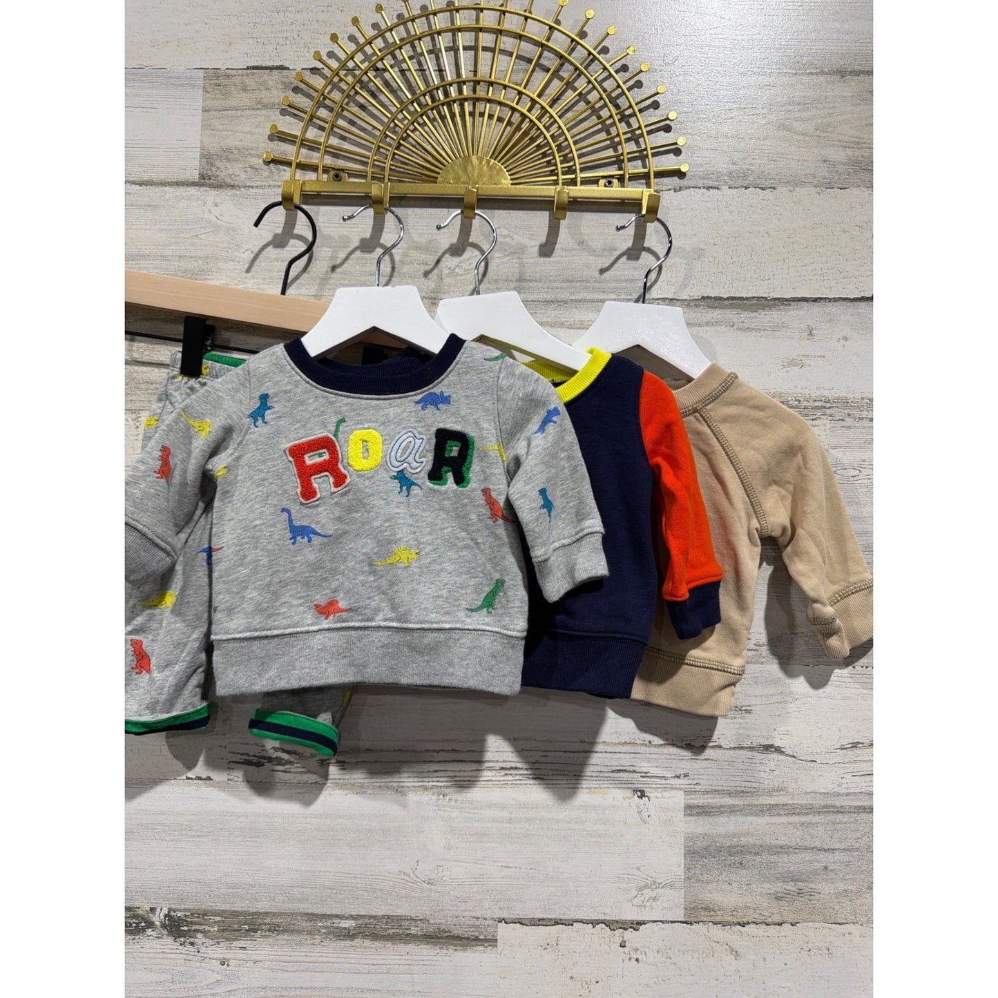 Baby Gap Sweatshirt Bundle Boys 3-6M Soft  Dinosaur Reversible EUC0