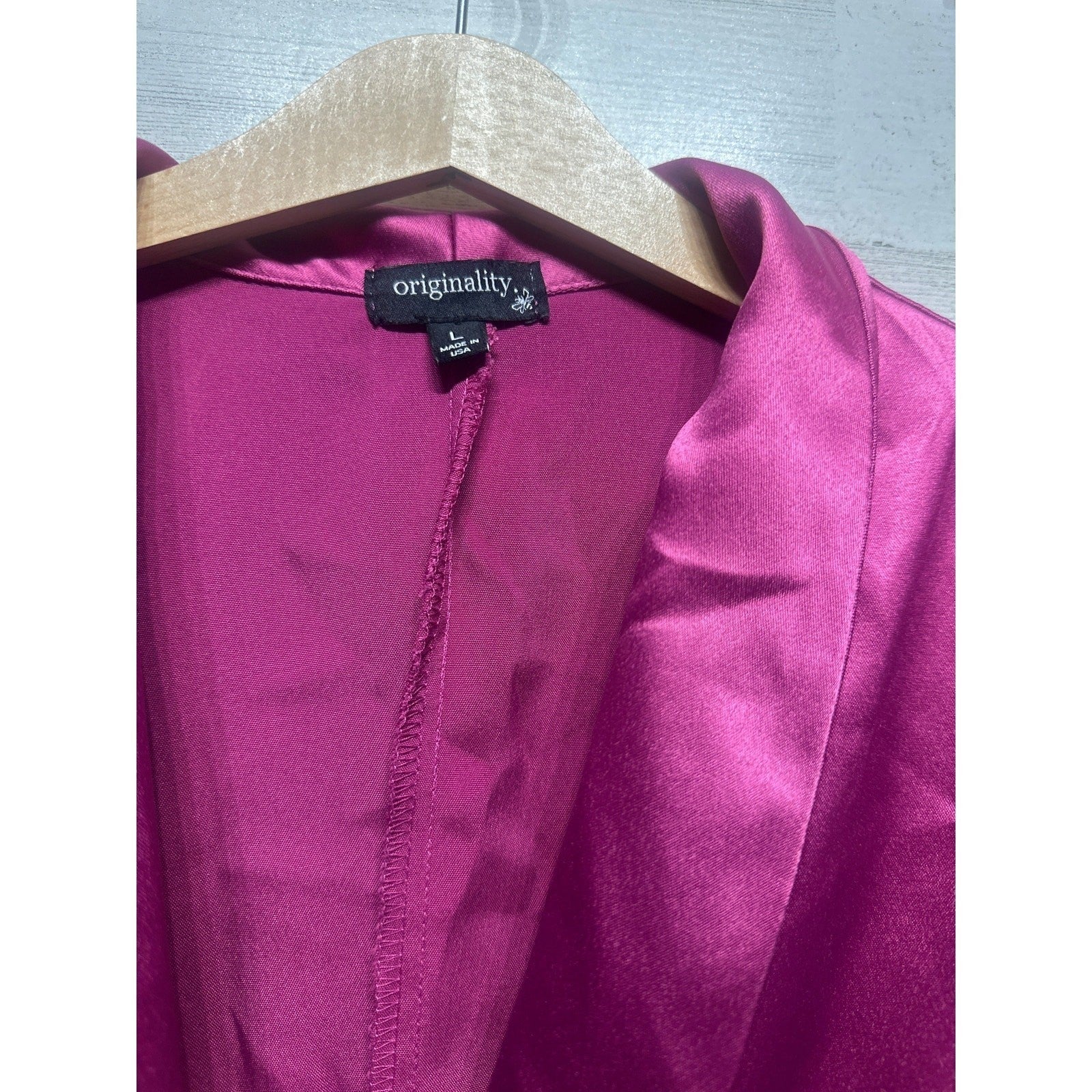 Originality Satin Blazer Girls Large Magenta Pink Ruched Sleeve EUC1
