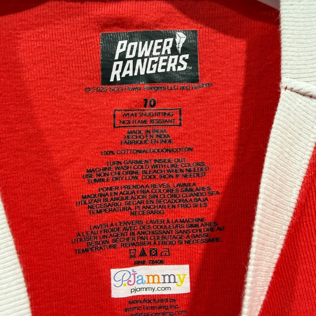Power Rangers Pajama Set Kids Size 10 Red Graphic Costume Sleepwear *Flawed3