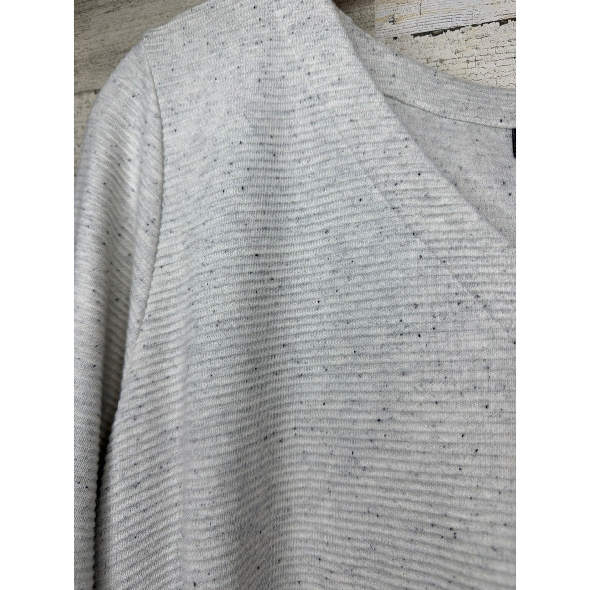 J. Jill Wearever Tunic Women M Gray Ribbed Knit Space Dye Casual EUC3