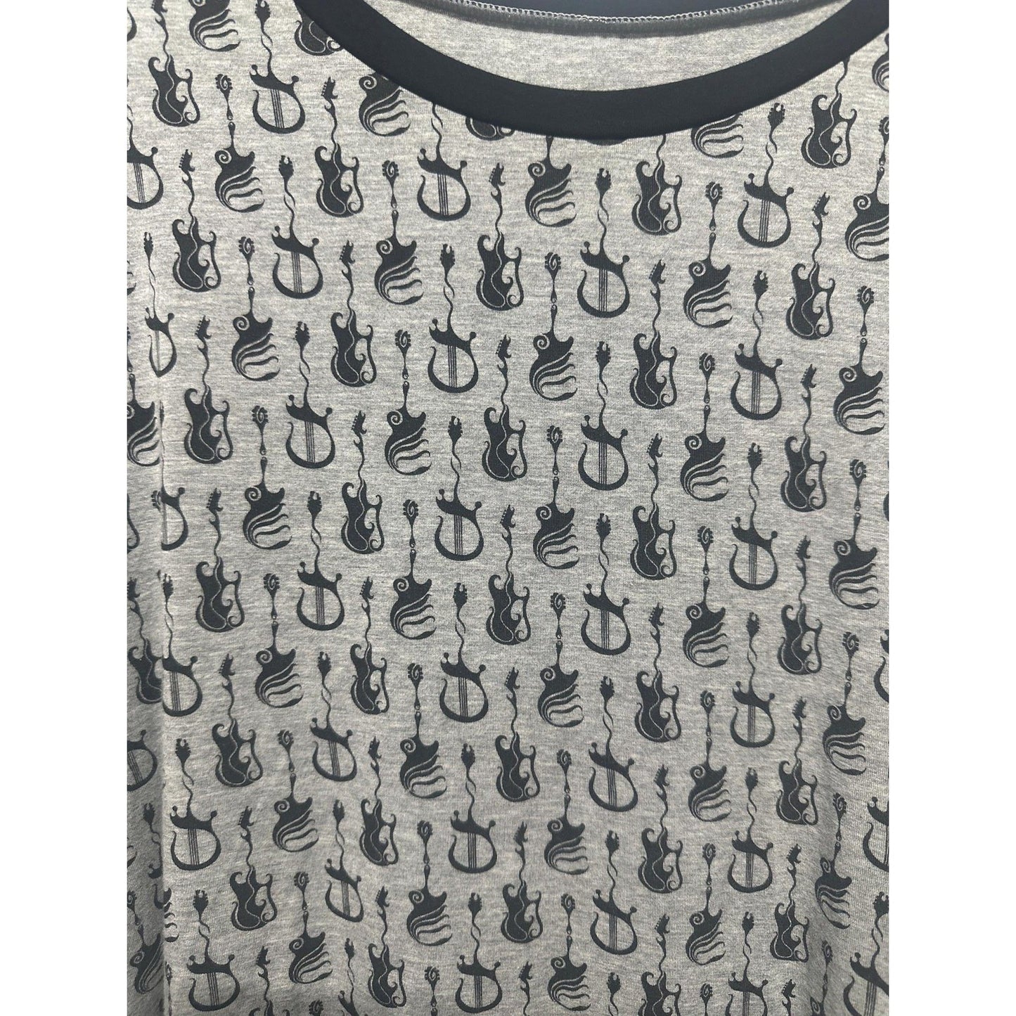 Kickee Pants Shirt Women XXL Grey Guitar Print Bamboo Viscose EUC1