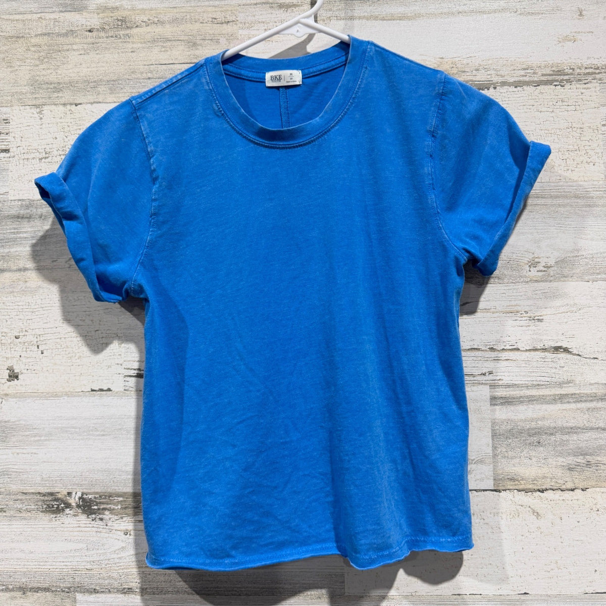 BKE Youth Short Sleeve T-Shirt Girls Size 10 Blue Cotton Acid Wash Casual EUC0