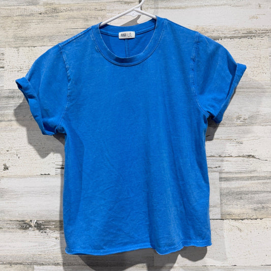 BKE Youth Short Sleeve T-Shirt Girls Size 10 Blue Cotton Acid Wash Casual EUC0