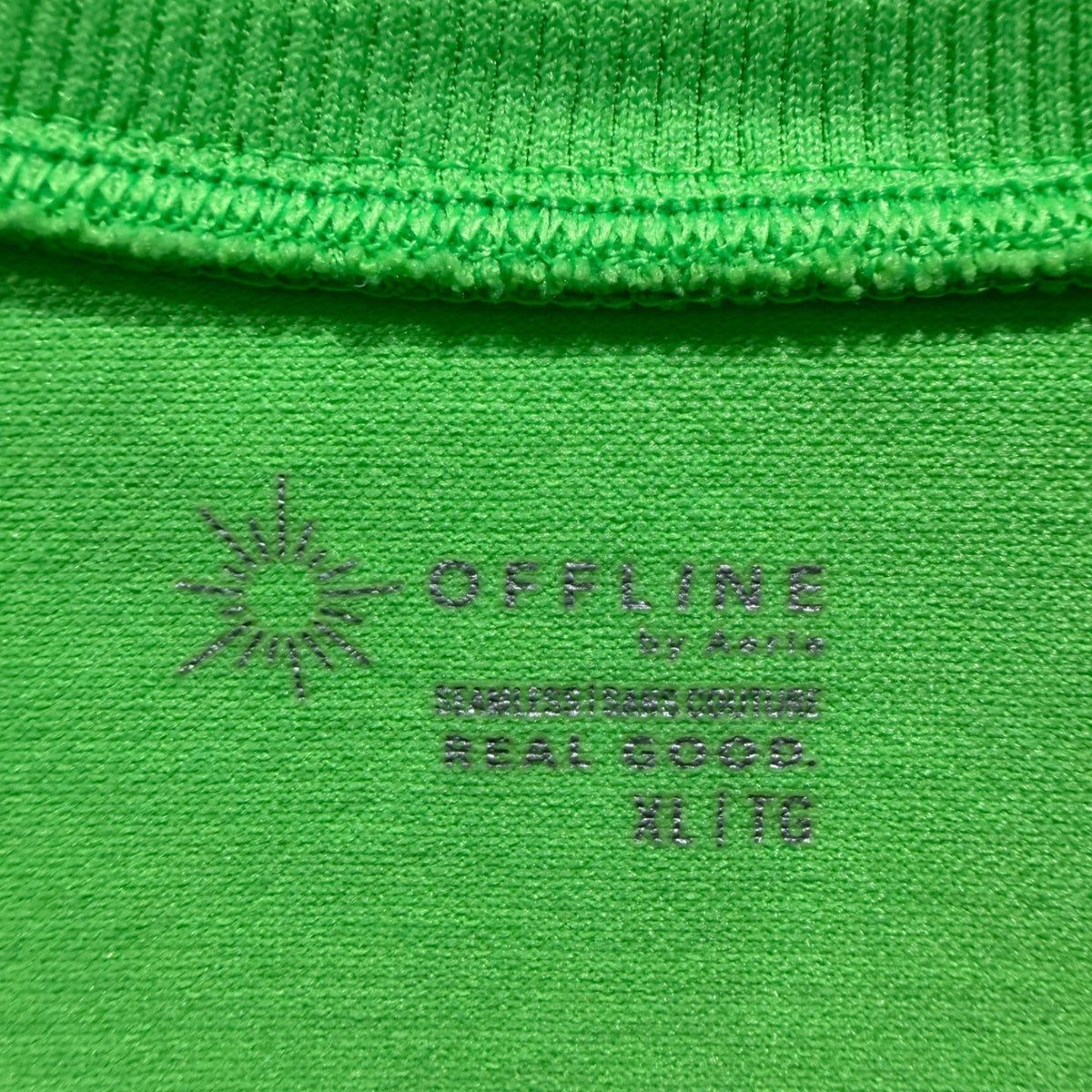 OFFLINE by Aerie Seamless T-Shirt Women XL Green Nylon Athleisure Flawed*1