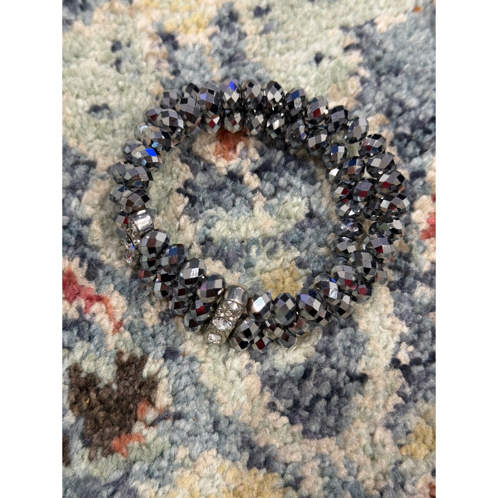 Bracelet Bundle Women Black White Pearl Crystal Beaded Goth EUC4