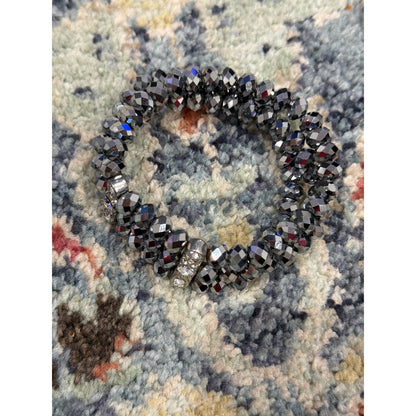 Bracelet Bundle Women Black White Pearl Crystal Beaded Goth EUC4