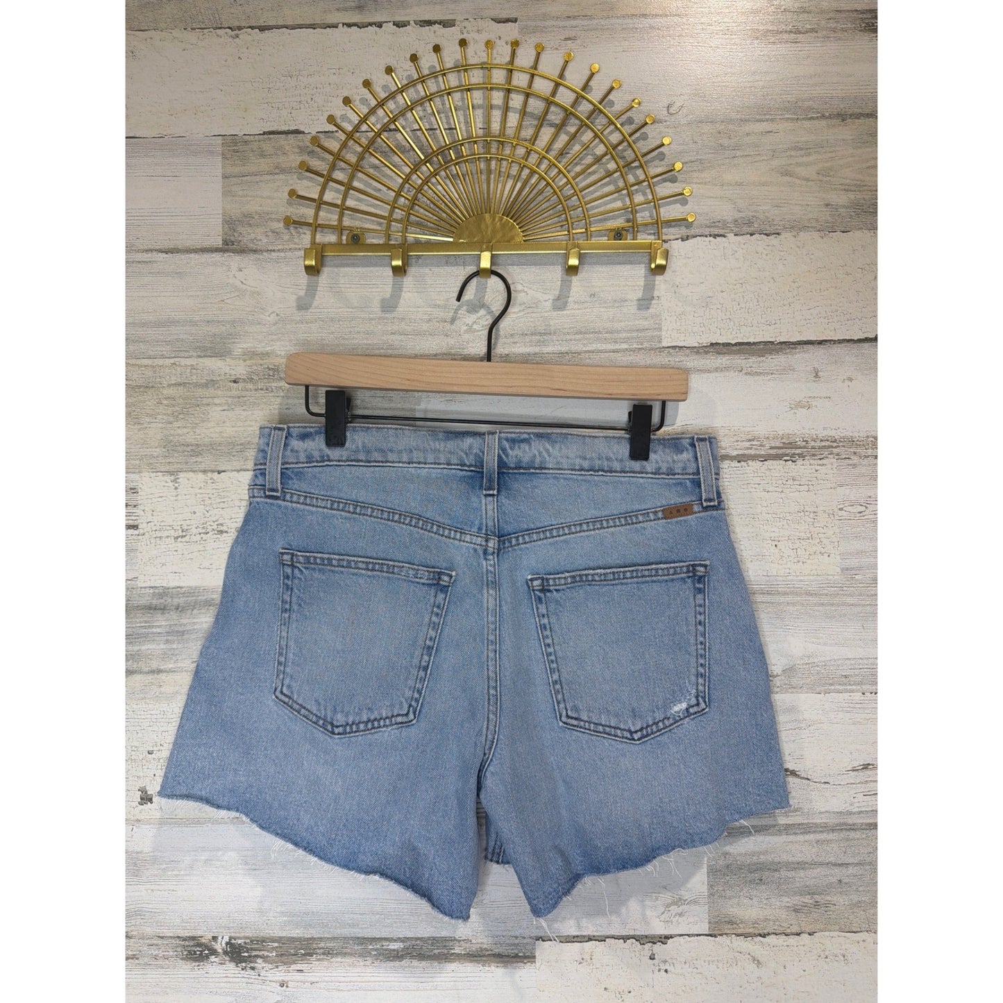 AYR All Year Round Denim Shorts Women 29 Blue Distressed Raw Hem EUC2