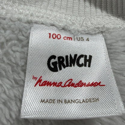 Hanna Andersson Grinch Marshmallow Fleece Sweatshirt Girls 4 White Holiday EUC2