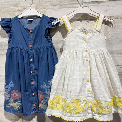 Etta Vee Gymboree Embroidered Dresses Girls 4T Blue White Cotton Summer Lot0