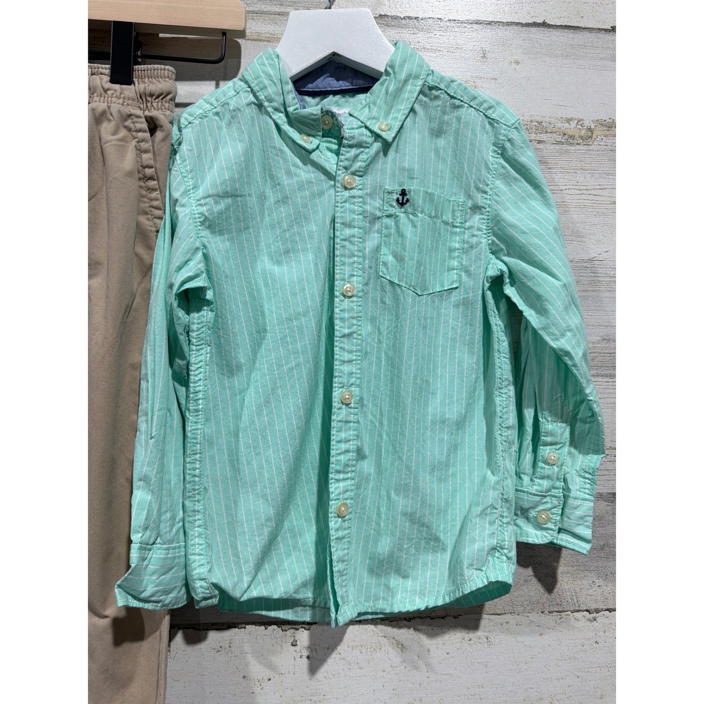 Carter's Oshkosh Dress Up Bundle Boys 4T Blue Khaki Button Down Chino Preppy EUC4