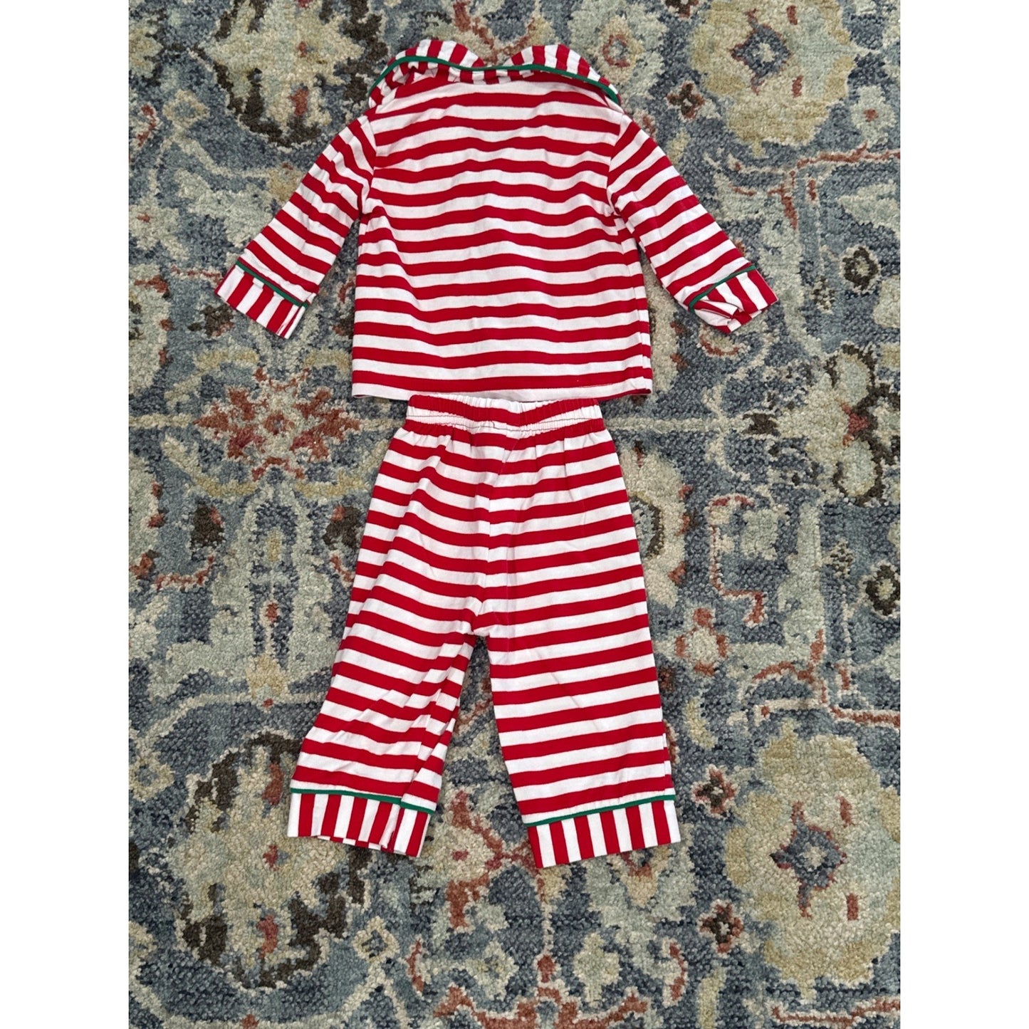 Be Mine Pajama Set Kids 3M Red White Striped Holiday Christmas EUC2