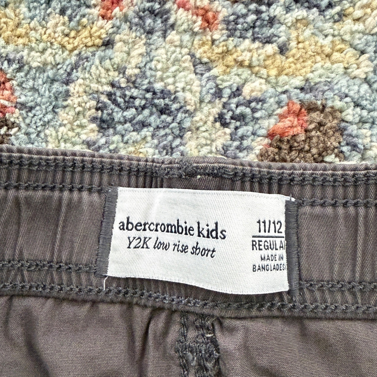 Abercrombie Kids Y2K Short Girls 11/12 Gray Low Rise Adjustable Waist NWT3