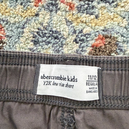 Abercrombie Kids Y2K Short Girls 11/12 Gray Low Rise Adjustable Waist NWT3