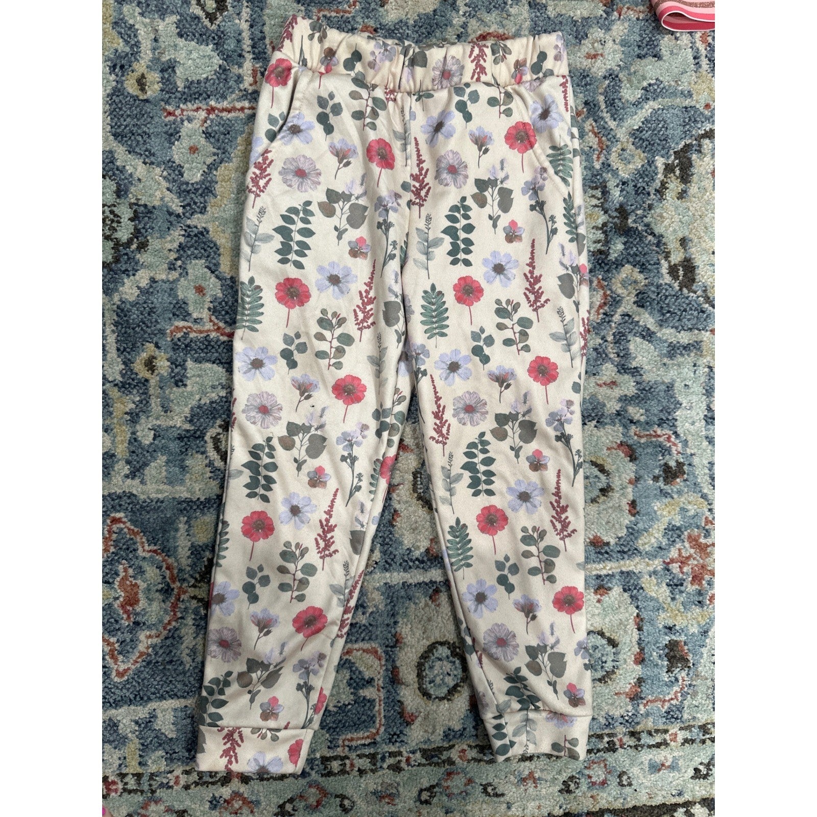 Vince Camuto 2-Piece Hoodie Leggings Set Girls 5 Cream Floral*Flawed*3
