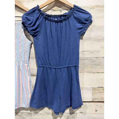 Art Class Old Navy Romper Bundle Girls 10/12 Blue Striped Summer Boho EUC2