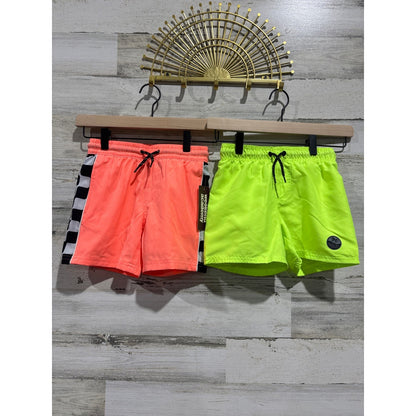 Weekend Academy Swim Trunk Bundle Boys Small 6-7 Neon Bright Orange Yellow NWT0