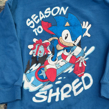 Sonic The Hedgehog Sweatshirt Boys 7 Blue Season to Shred Gamer EUC1
