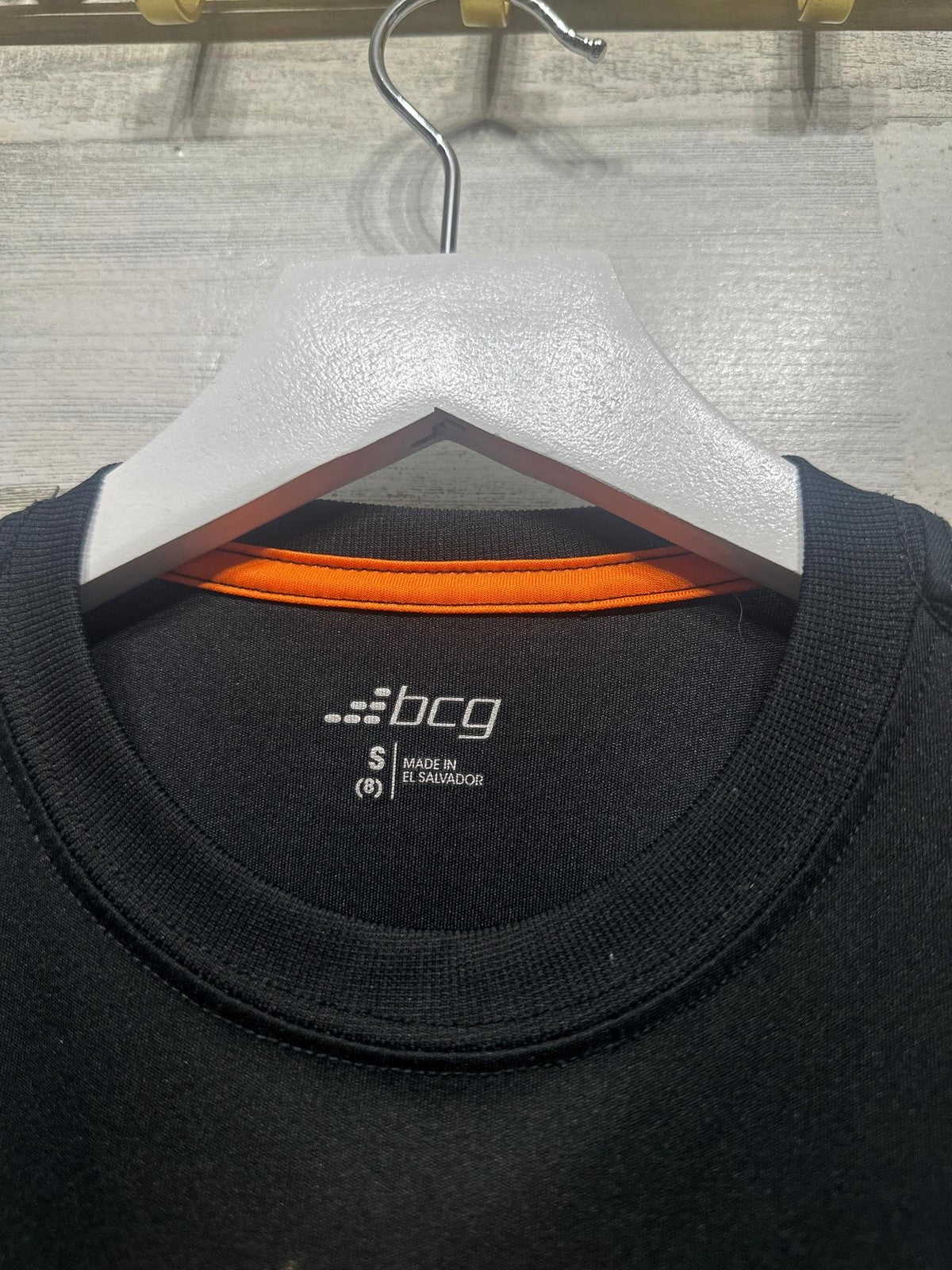 BCG Graphic Tee Boys Small 8 Black Flaming Football Activewear1