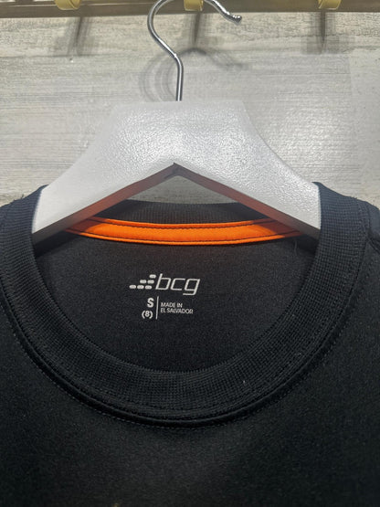 BCG Graphic Tee Boys Small 8 Black Flaming Football Activewear1