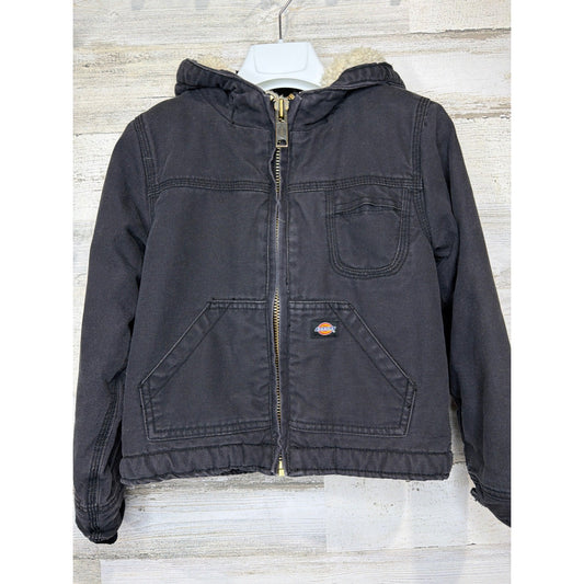 Dickies Chore Jacket Kids Fits Like 4t Black Sherpa Lined Hooded Canvas Workwear0