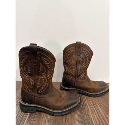 Ariat Western Boots Boys 11 Brown Leather 10042412 Cowboy GUC*Flaws2