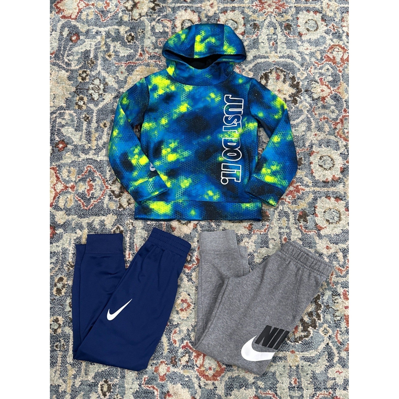 Nike Hoodie Joggers Bundle Boys 6 Blue Galaxy Blue Gray 3pc0