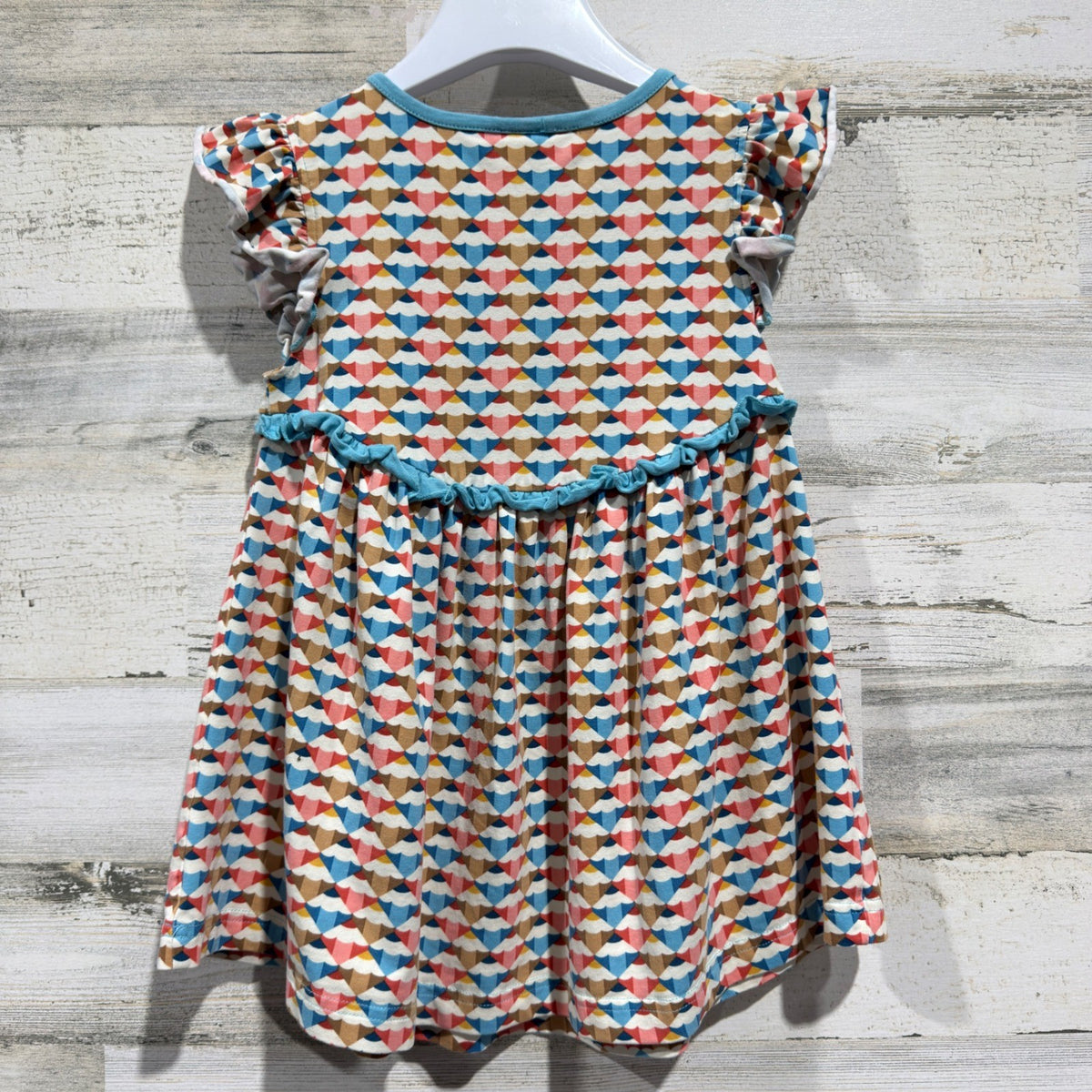 Wildflowers Pencil Tunic Top Girls 6 Blue Pink Geometric Cotton Boutique EUC4