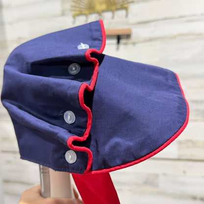 The Beaufort Bonnet Company Bonnet Large Navy Red Button Back Preppy *Flawed2