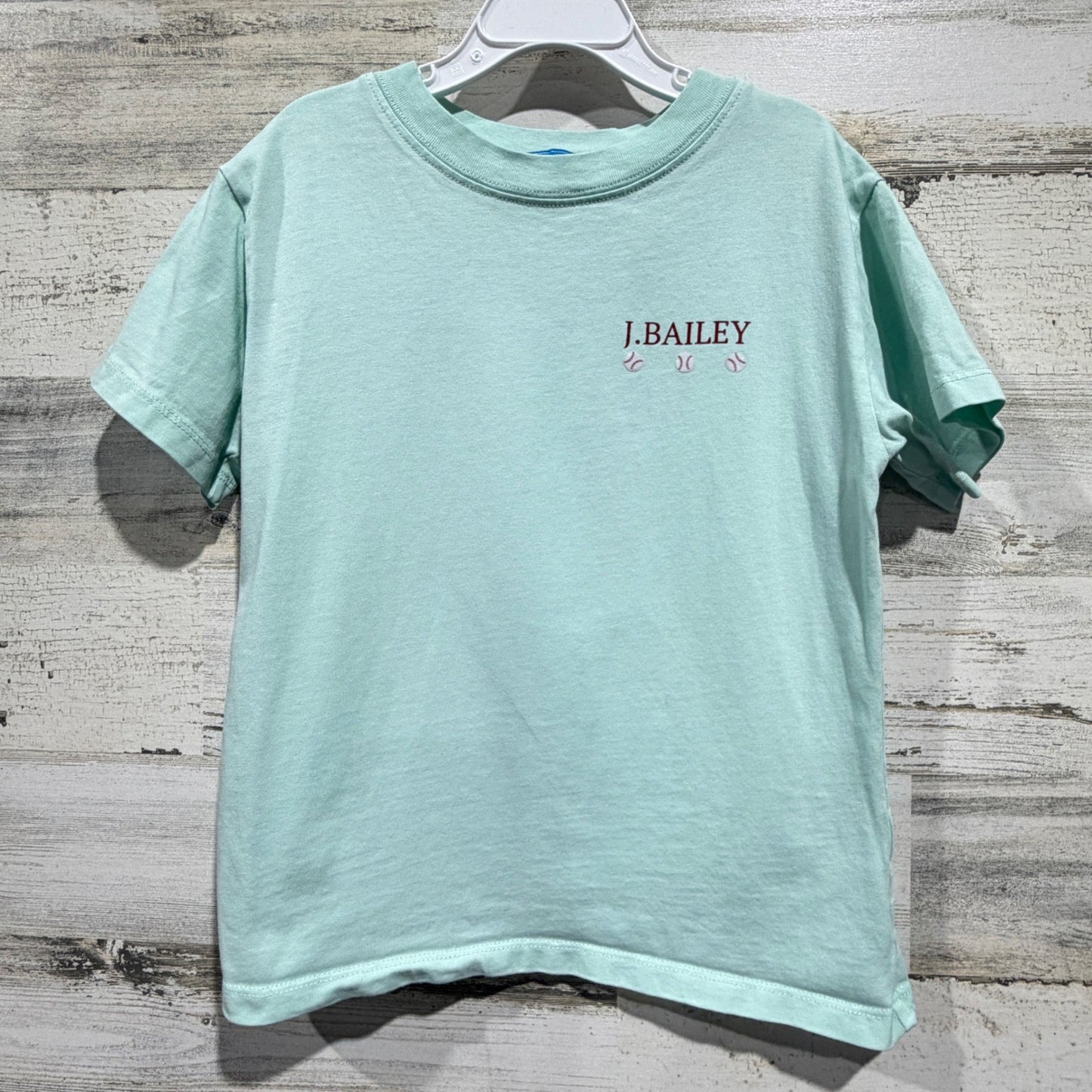 J. Bailey Graphic Tee Boys Size 6 Mint Green Baseball Milkshake Preppy EUC0