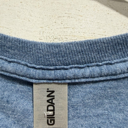 Gildan Graphic Tee Women Large Blue Blessed Homeschool Obsessed Momcore *Flawed4