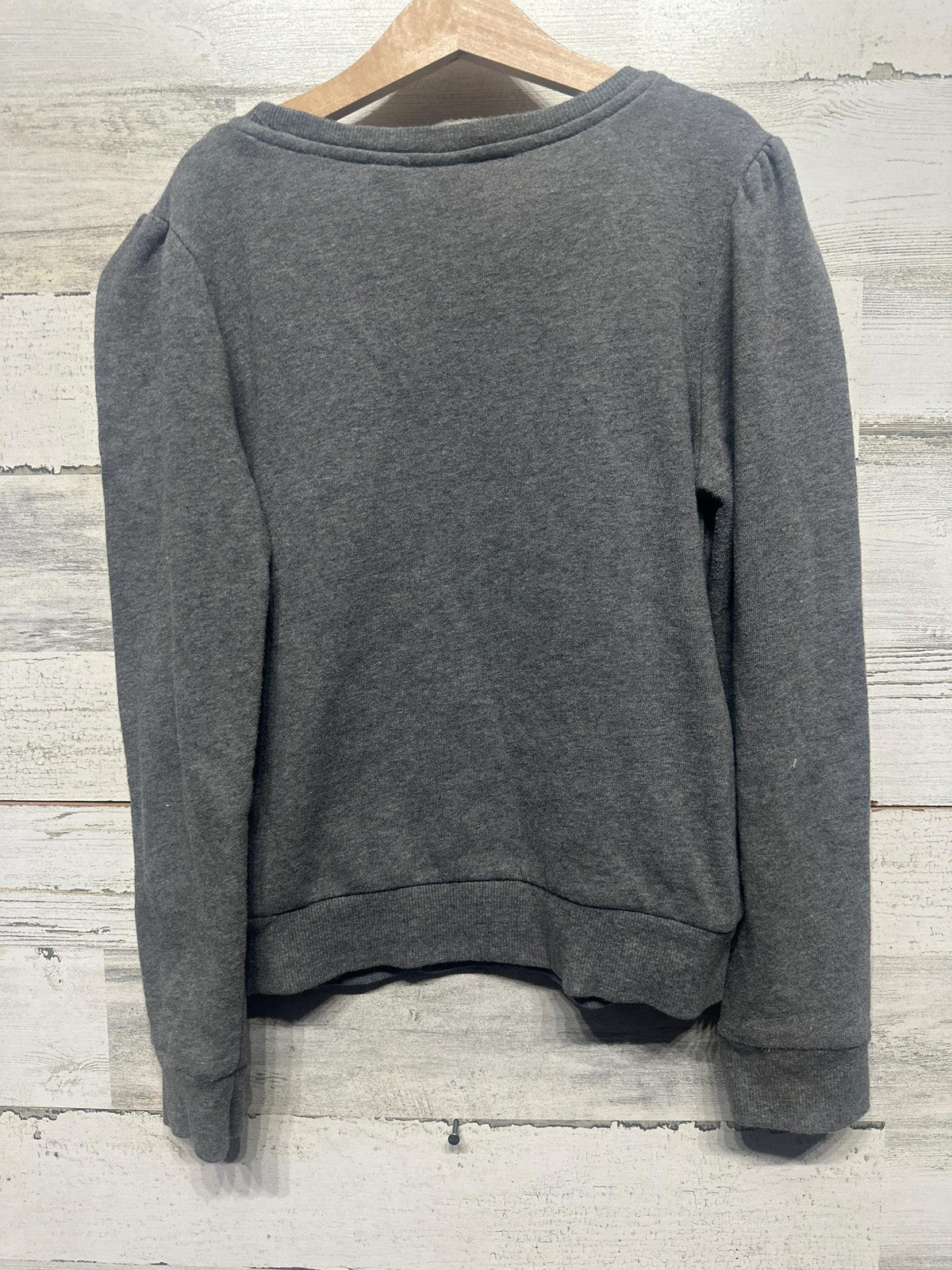 Disney Minnie Mouse Sweatshirt Girls Large Gray Puff Sleeve Graphic EUC2