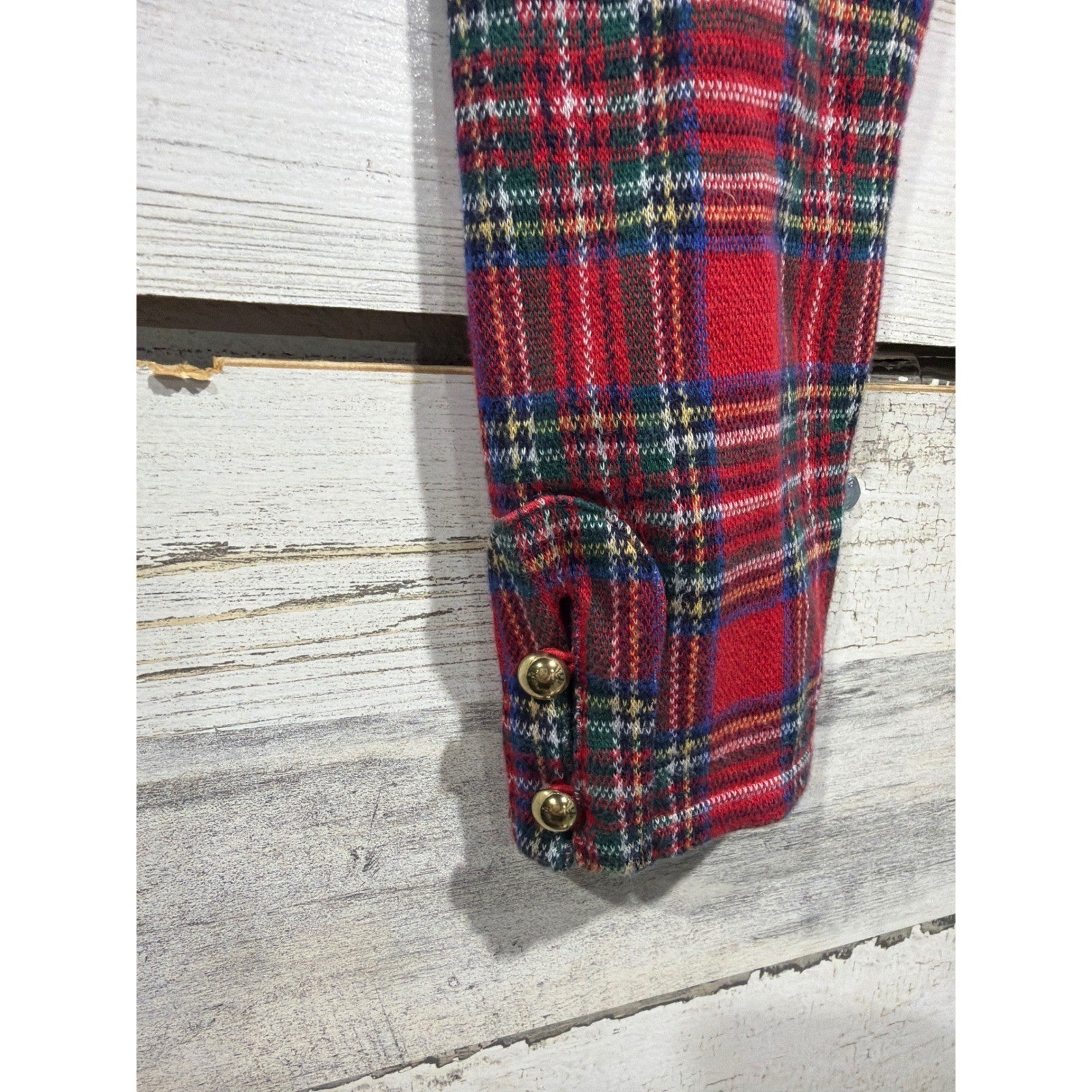 Janie and Jack Plaid Pants Girls 8 Red Tartan Gold Button Holiday EUC3