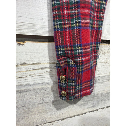 Janie and Jack Plaid Pants Girls 8 Red Tartan Gold Button Holiday EUC3