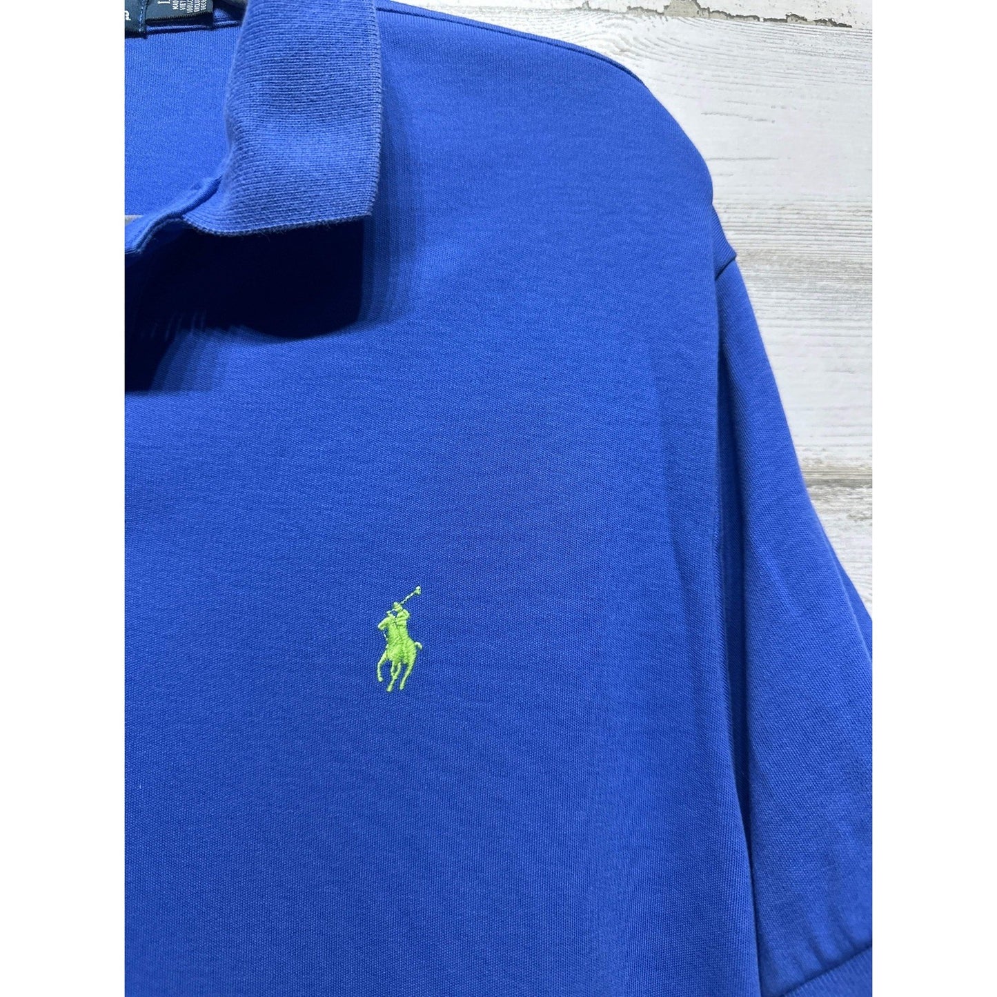 Polo Ralph Lauren Polo Shirt Mens Large Blue Custom Fit Short Sleeve EUC1