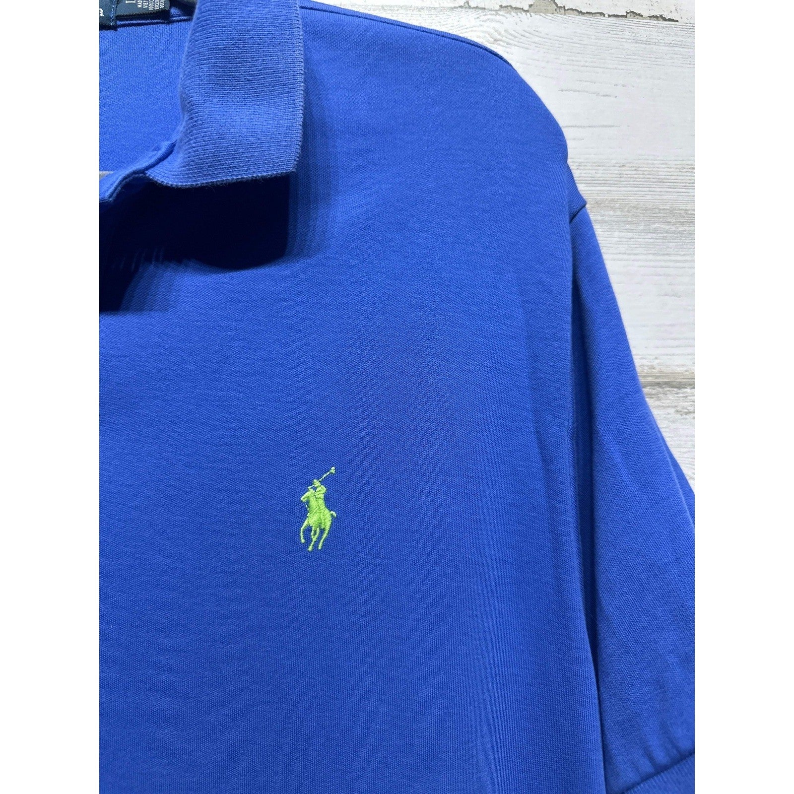 Polo Ralph Lauren Polo Shirt Mens Large Blue Custom Fit Short Sleeve EUC1