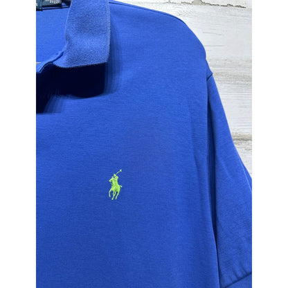 Polo Ralph Lauren Polo Shirt Mens Large Blue Custom Fit Short Sleeve EUC1