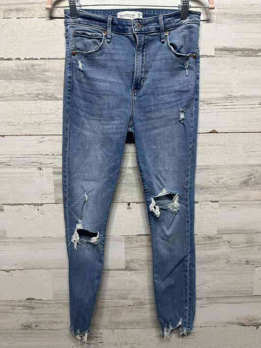 Abercrombie & Fitch High Rise Super Skinny Ankle Women 27 4R Blue Distressed0